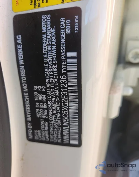 2016 Mini Cooper Clubman из США, поврежденный, VIN WMWLN5C5XG2E31236